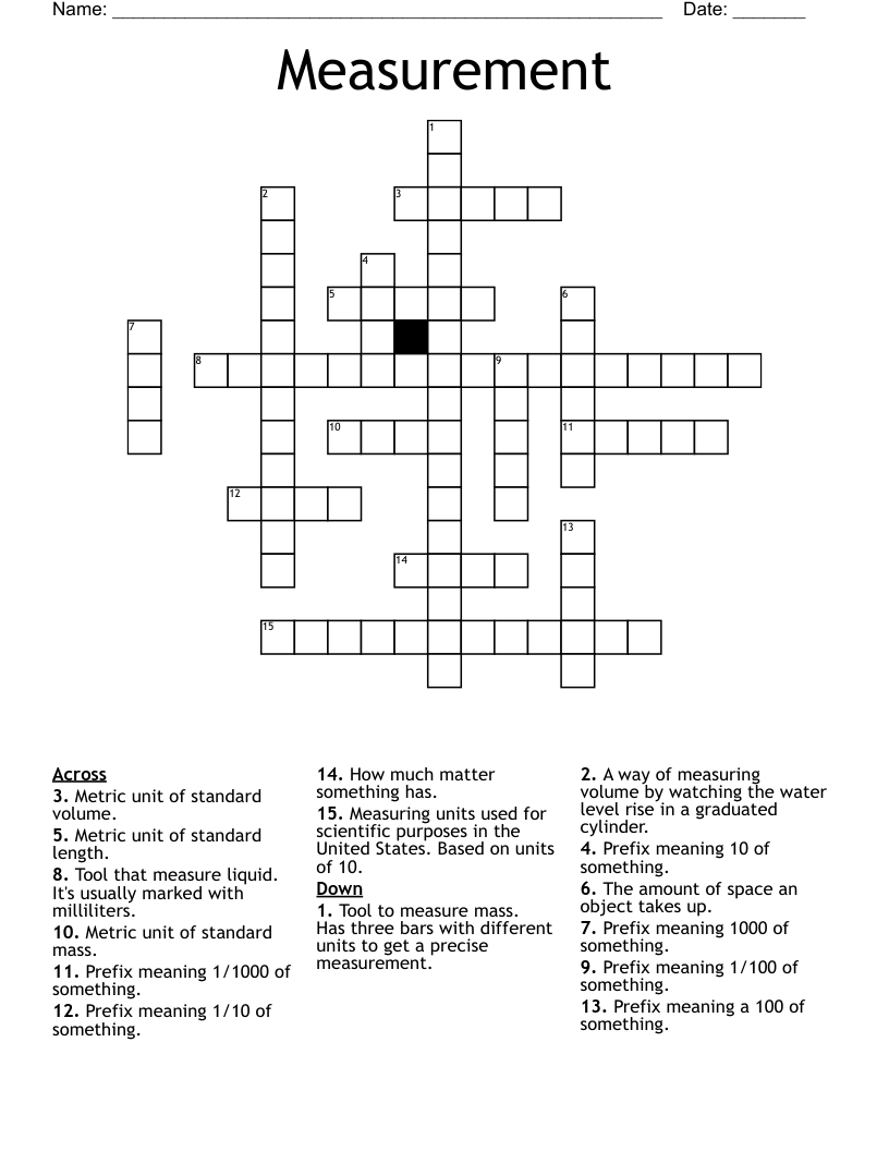 Measurement Crossword