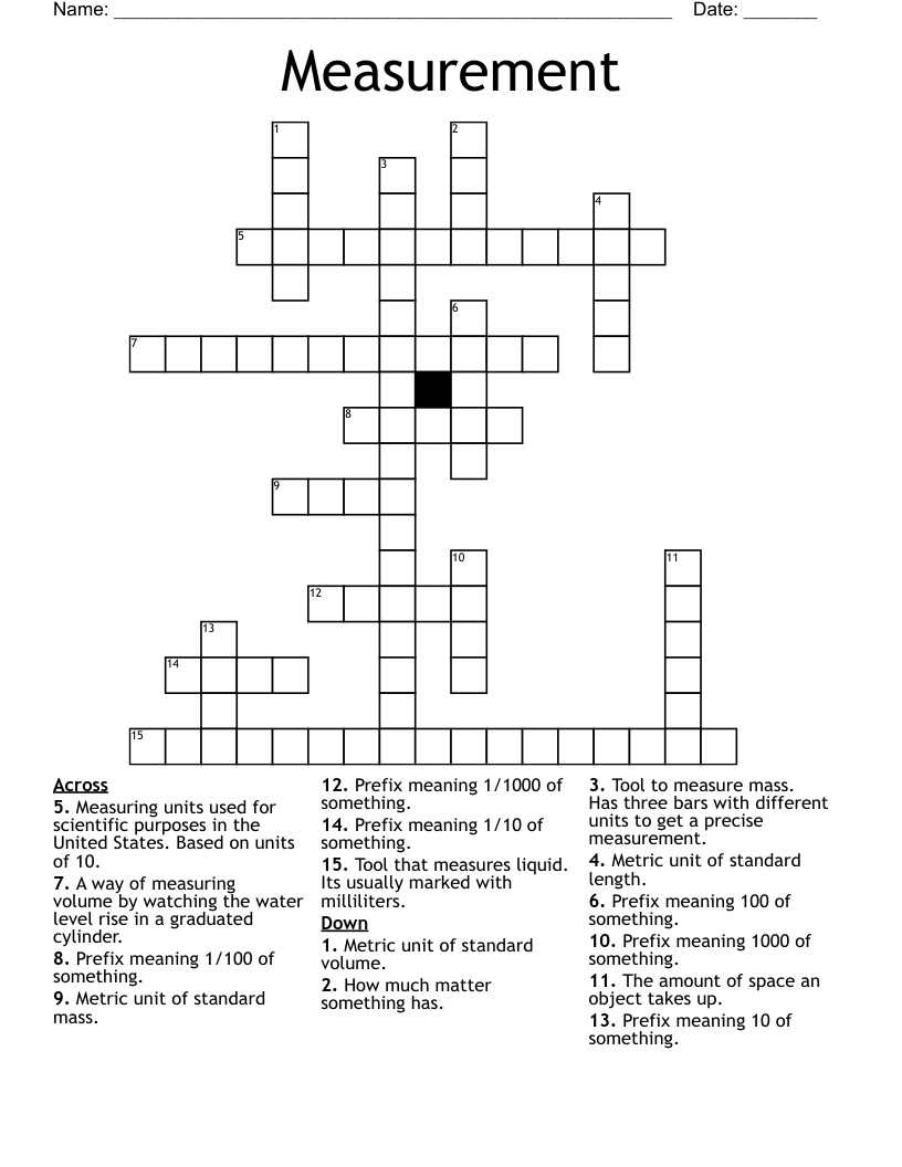 Measurement Crossword
