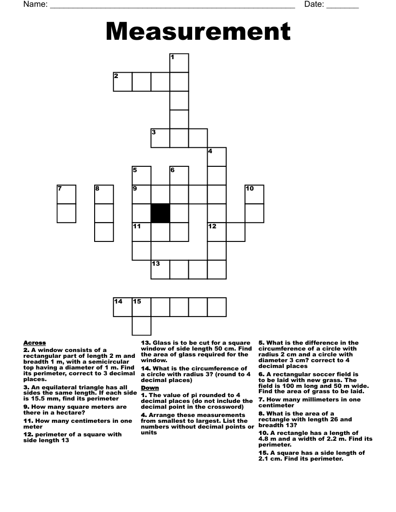 Measurement Crossword