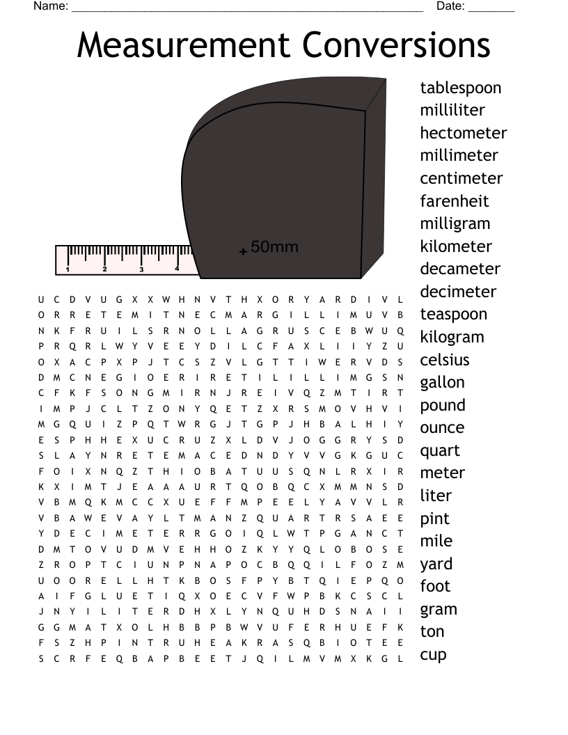 Measurement Conversions Word Search