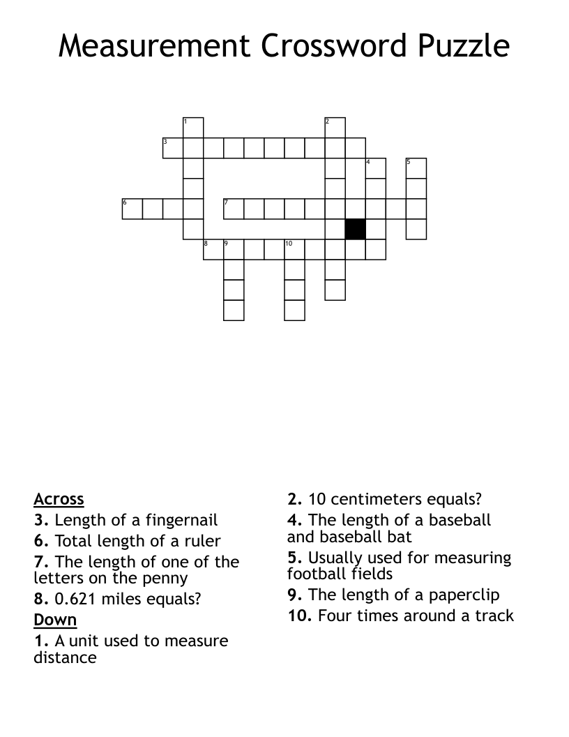 Measurement Crossword Puzzle