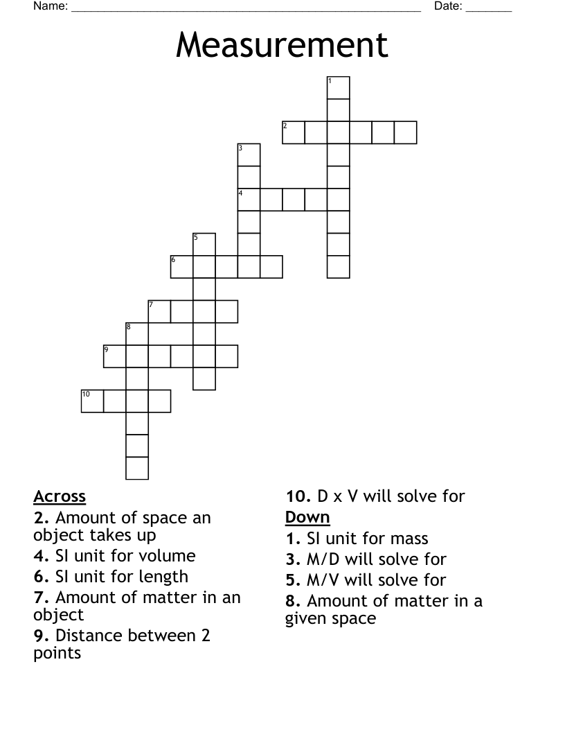 Measurement  Crossword