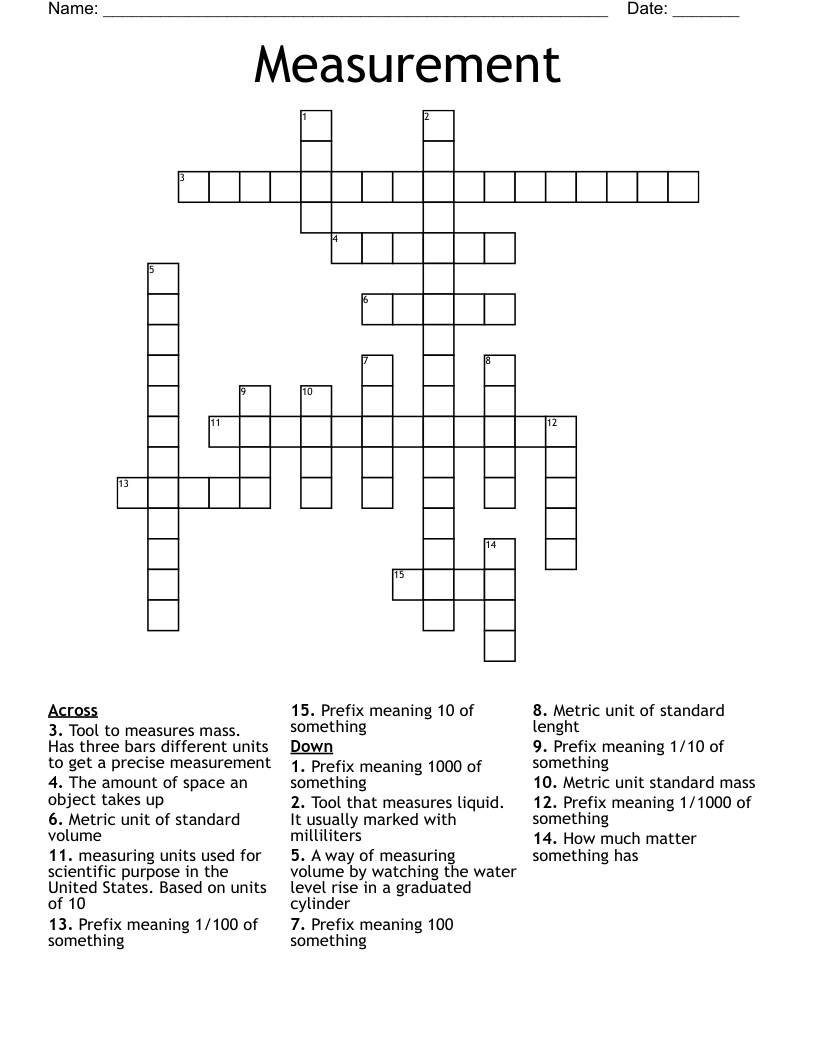 Measurement  Crossword