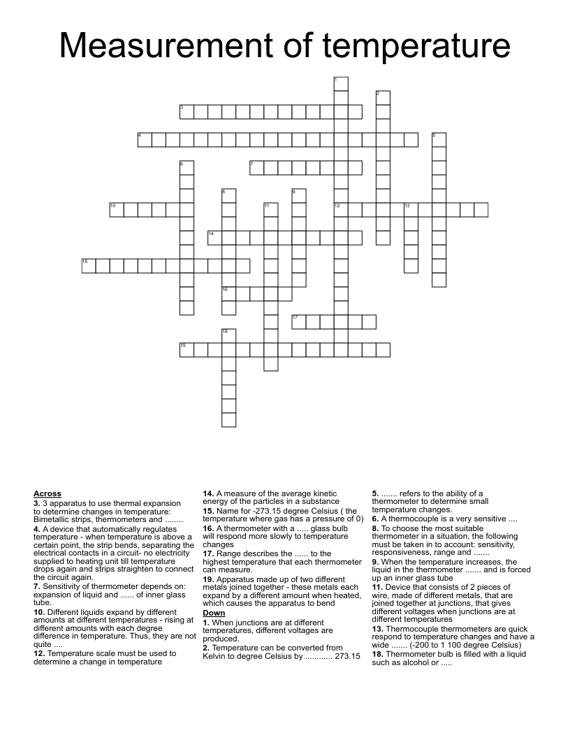 Measurement of temperature Crossword