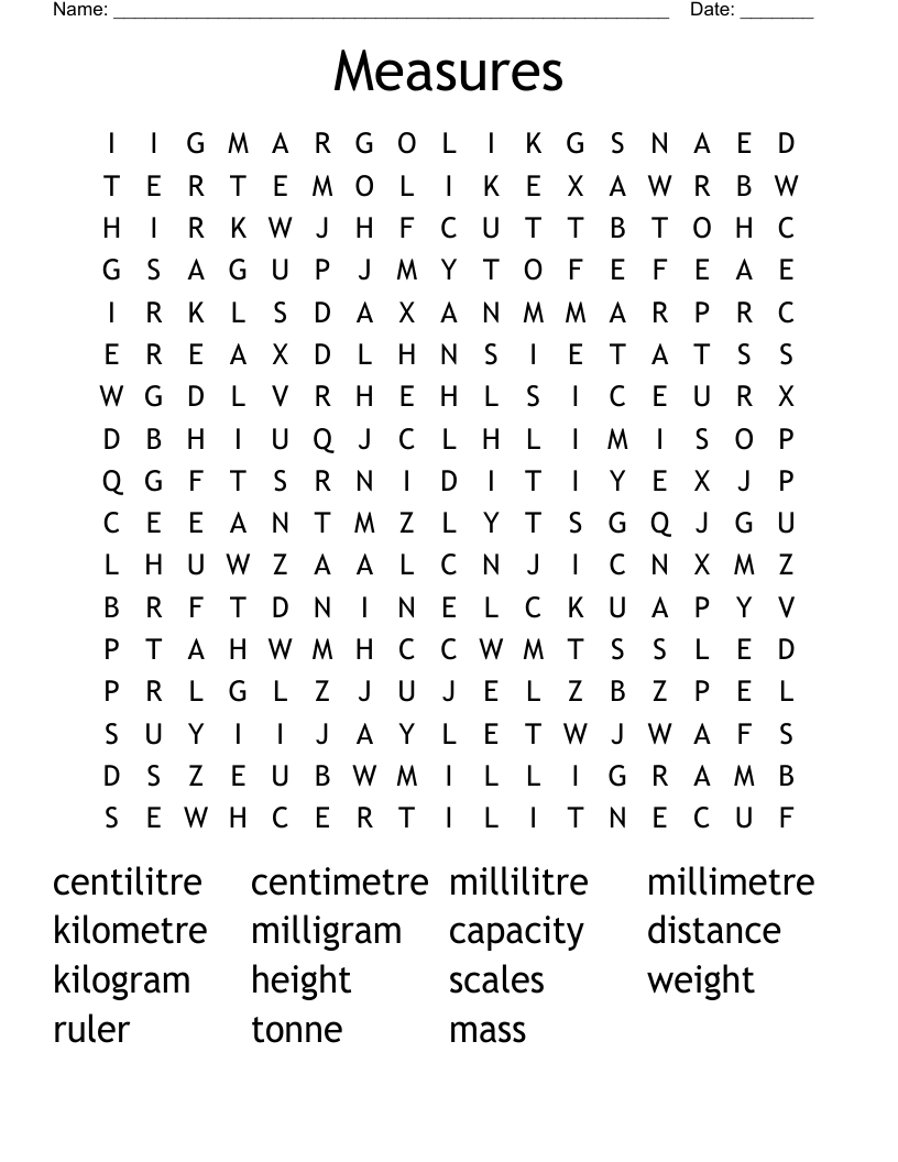 Measures Word Search