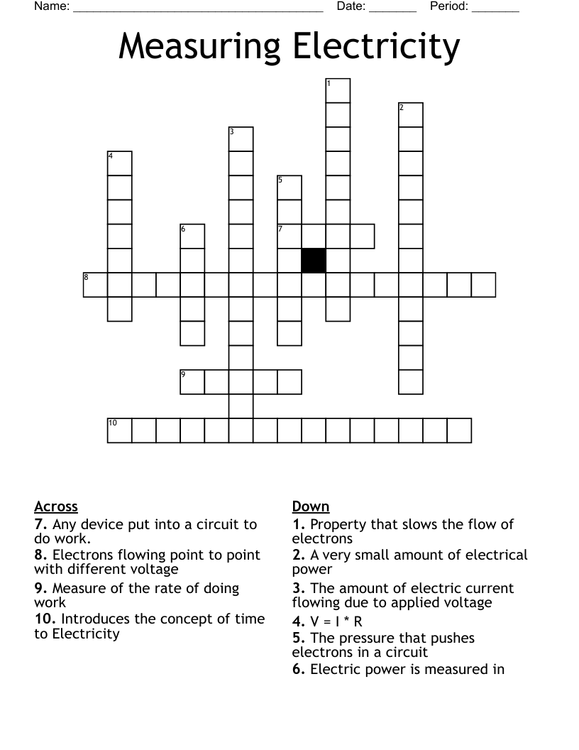 Measuring Electricity  Crossword