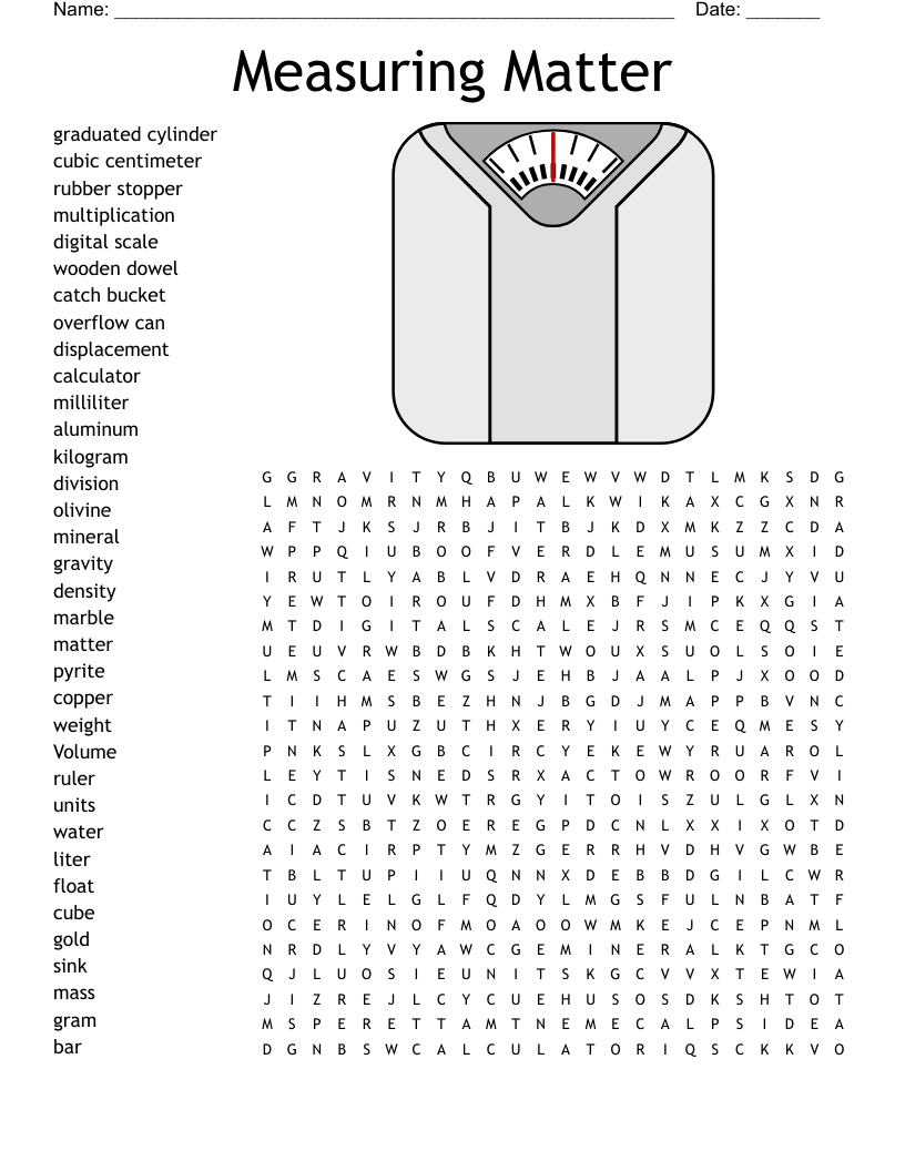 Measuring Matter Word Search