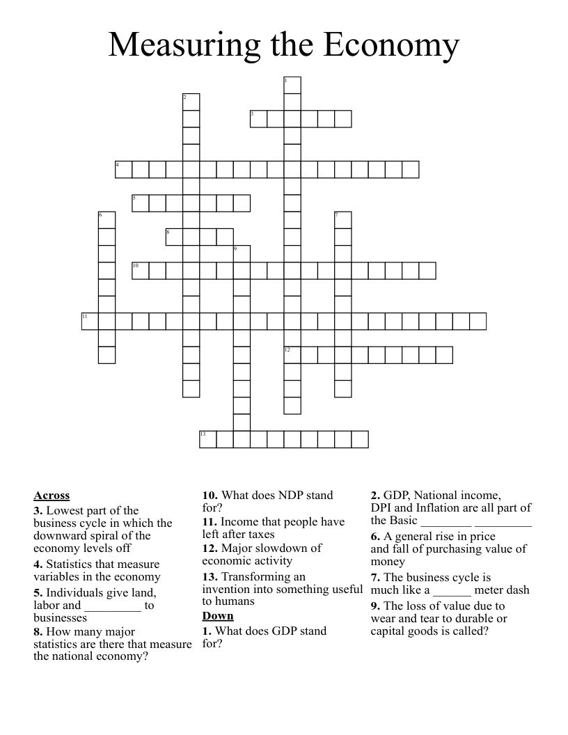 Measuring the Economy Crossword
