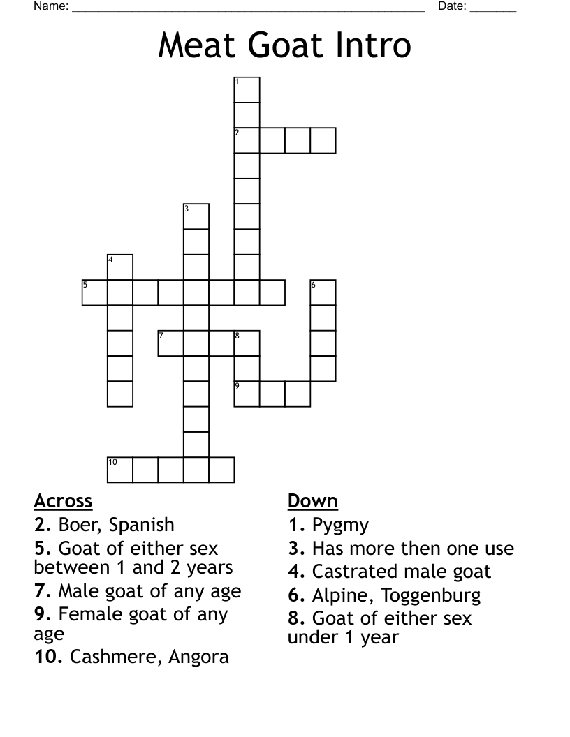 Meat Goat Intro Crossword