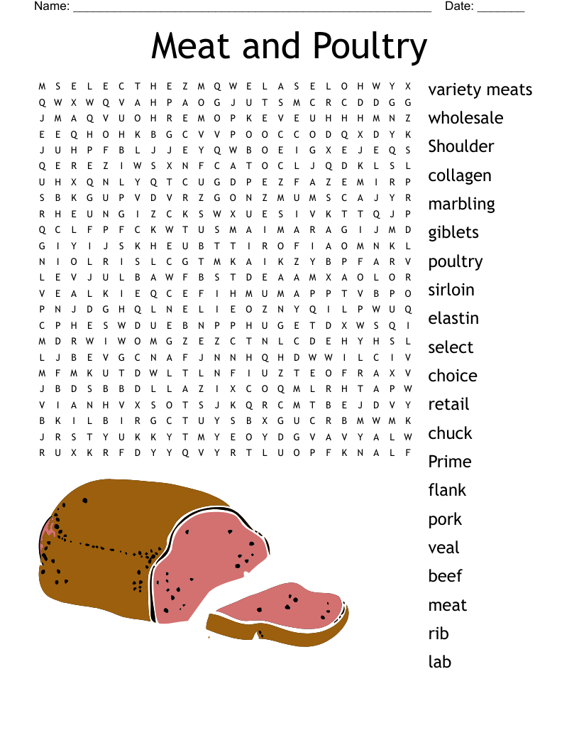 Meat and Poultry Word Search