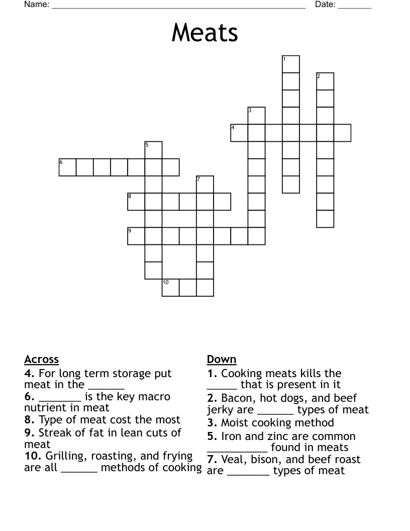 Meats Crossword
