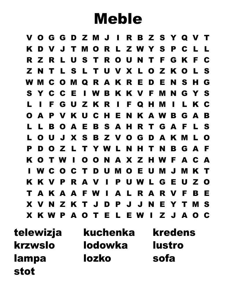 Meble Word Search