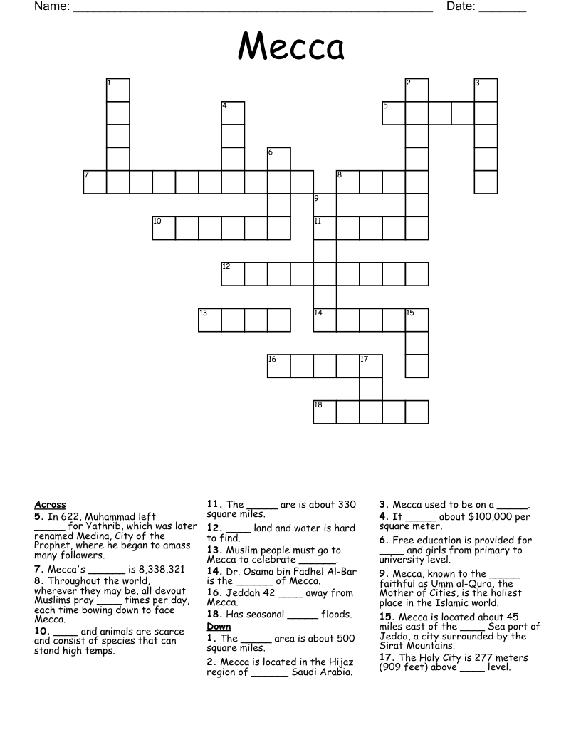 Mecca Crossword