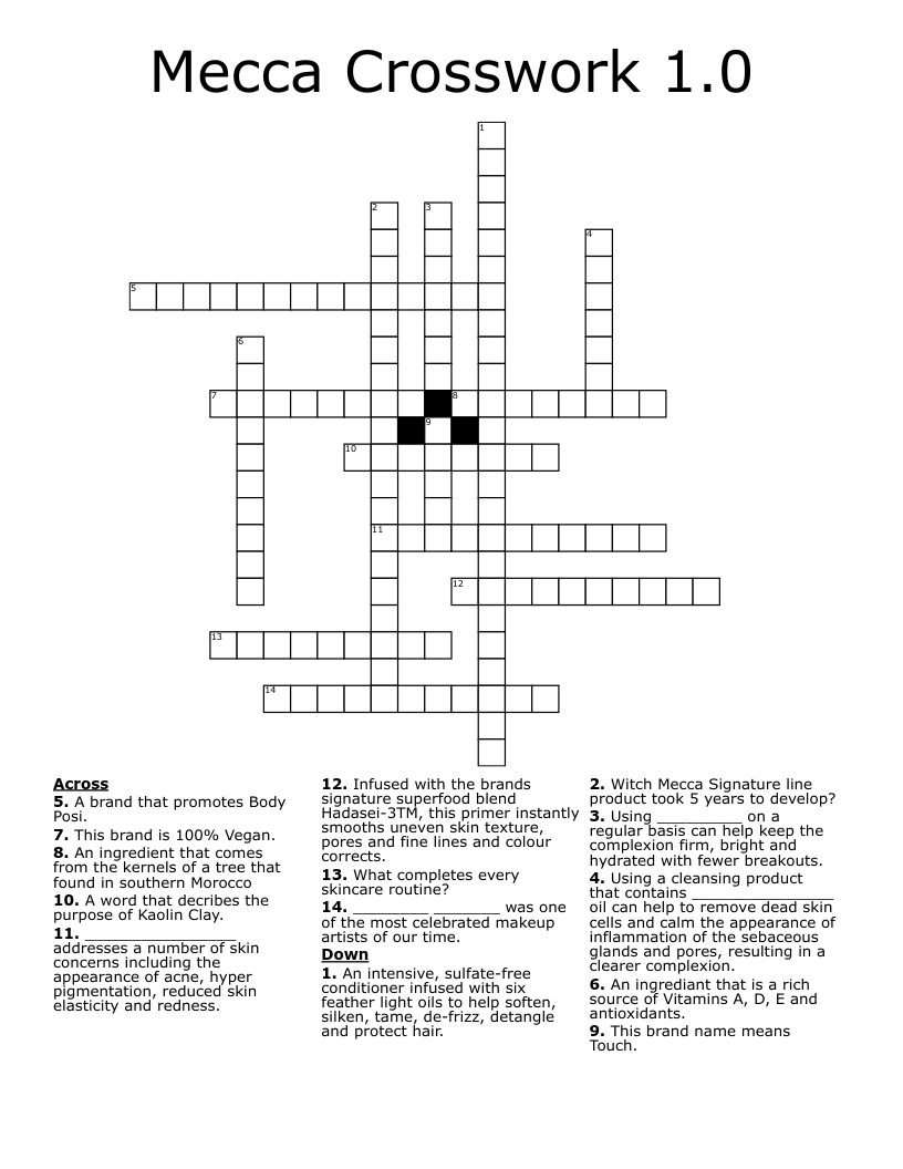 Mecca Crosswork 1.0 Crossword