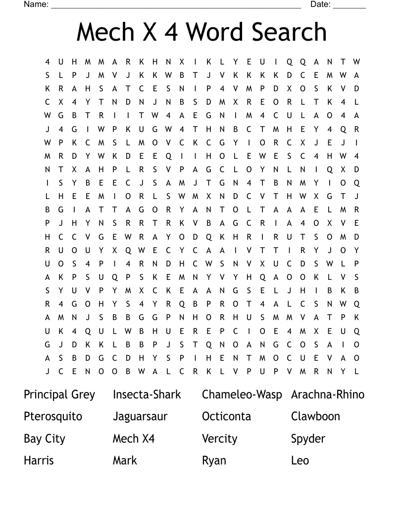 Mech X 4 Word Search