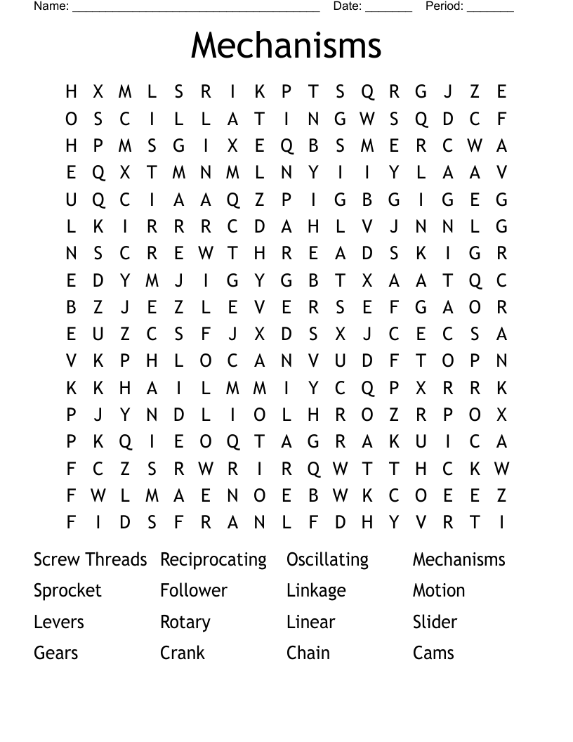 Mechanisms Word Search