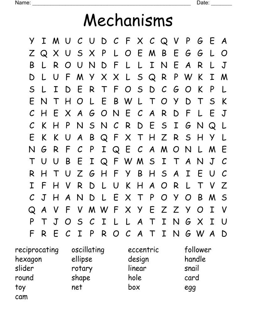 Mechanisms Word Search