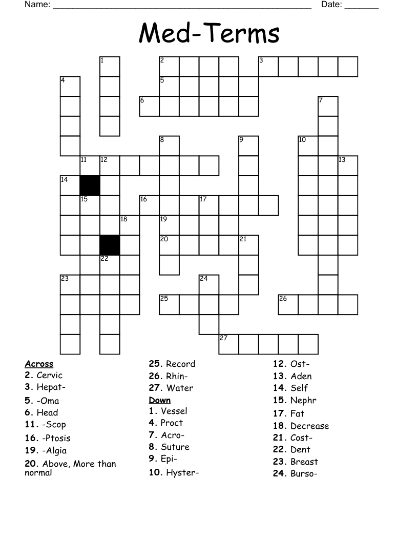 Med-Terms Crossword