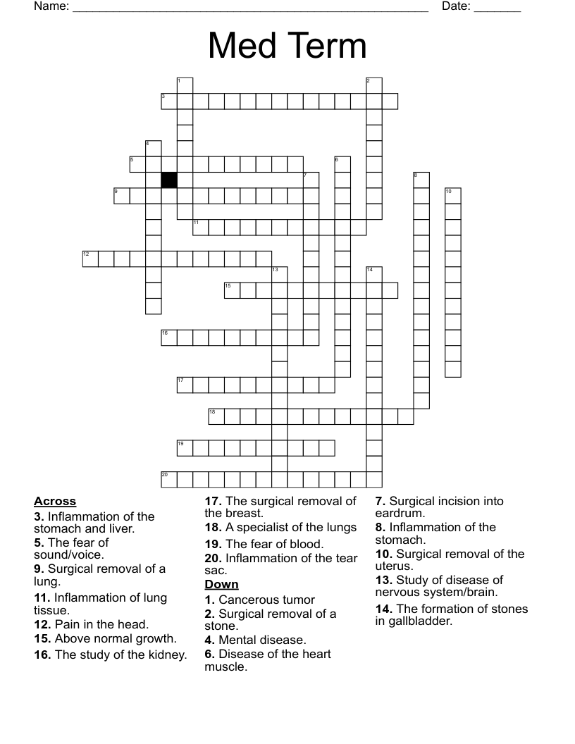 Med Term Crossword