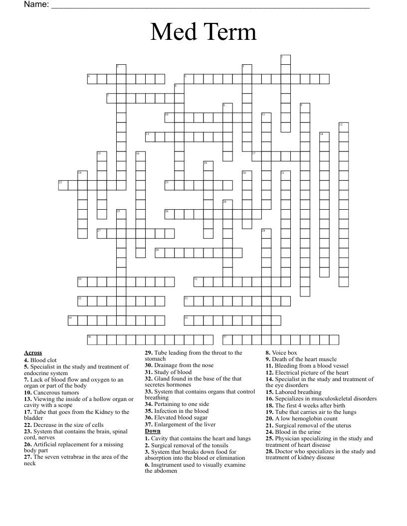 Med Term Crossword