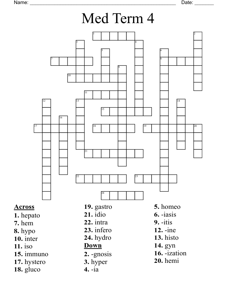 Med Term 4 Crossword