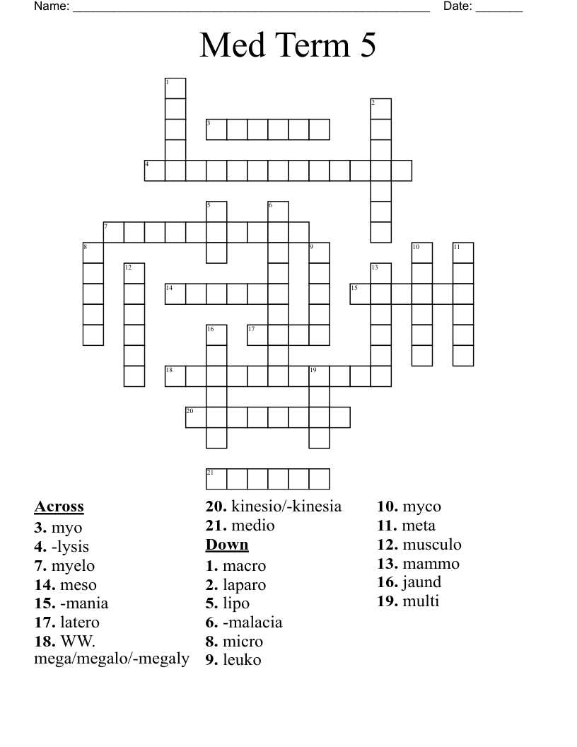 Med Term 5 Crossword