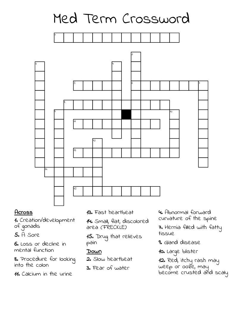 Med Term Crossword