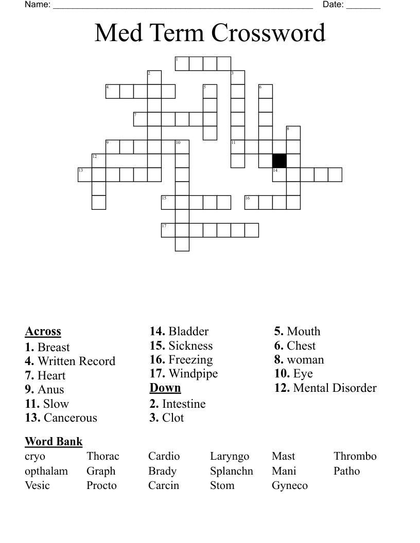 Med Term Crossword