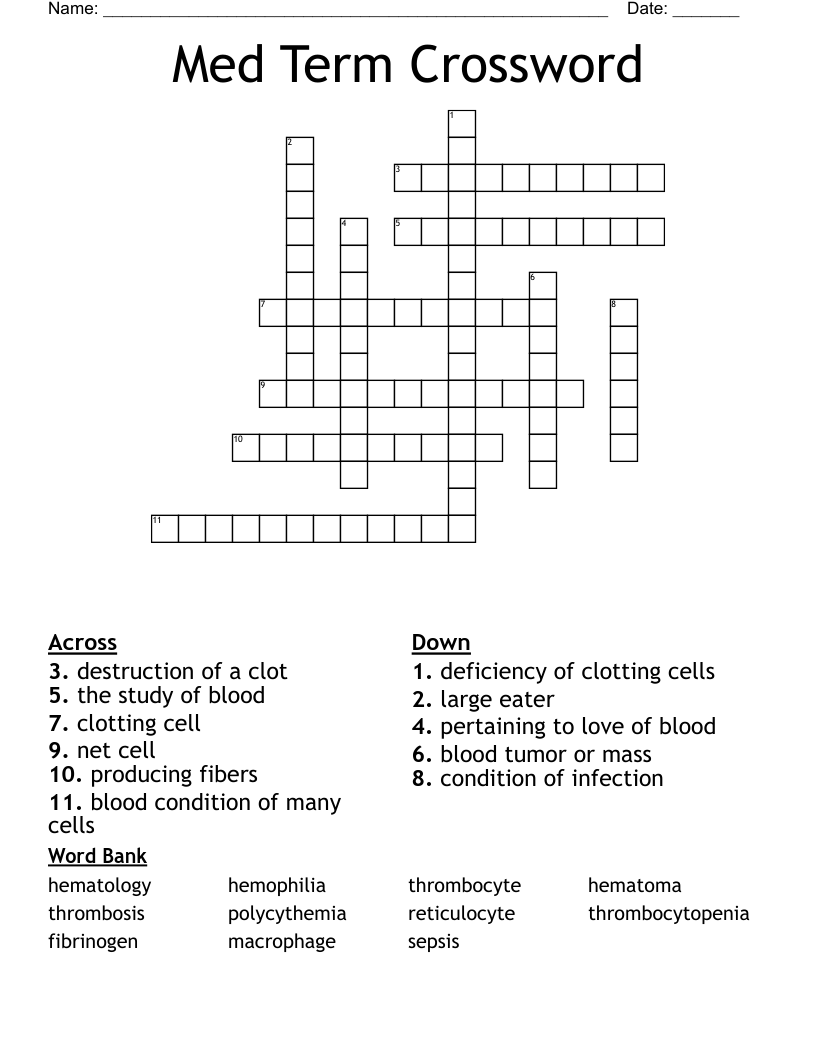 Med Term Crossword