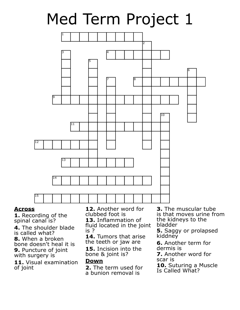 Med Term Project 1 Crossword