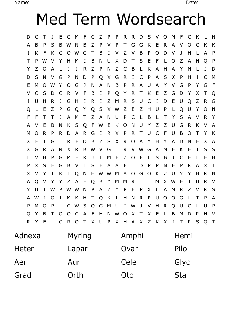 Med Term Wordsearch