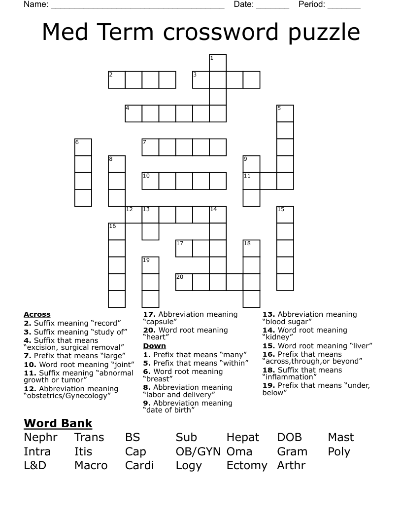 Med Term crossword puzzle