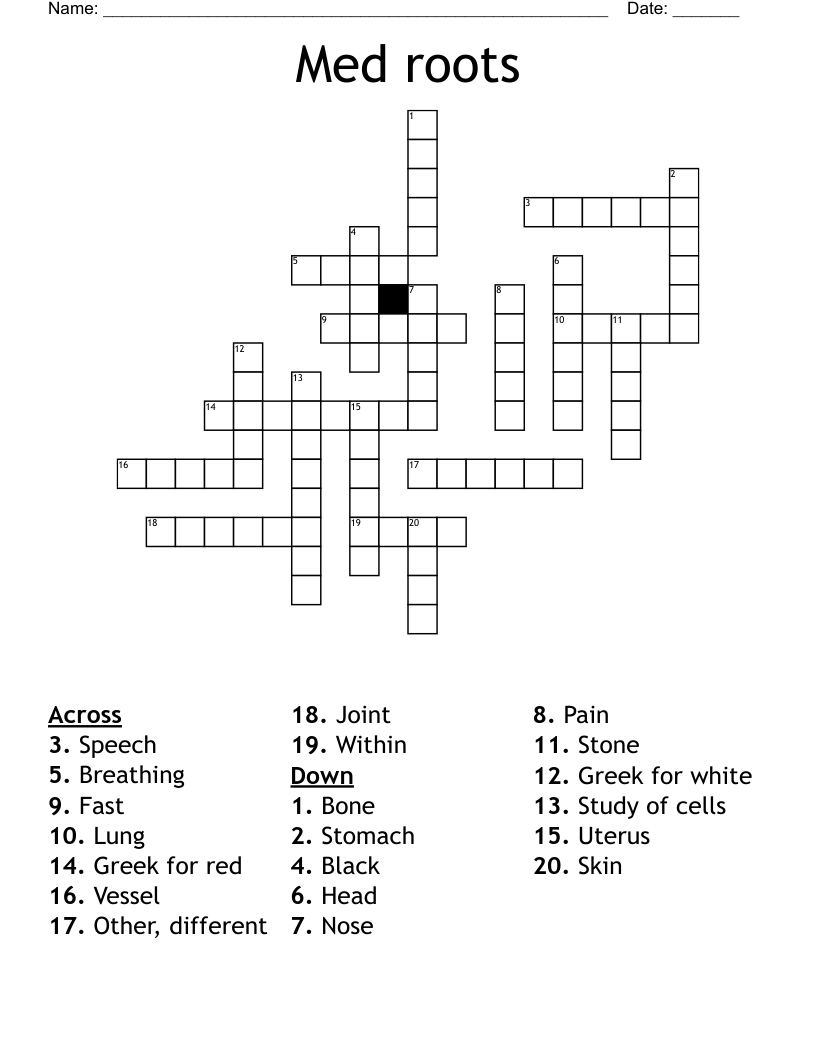 Med roots  Crossword