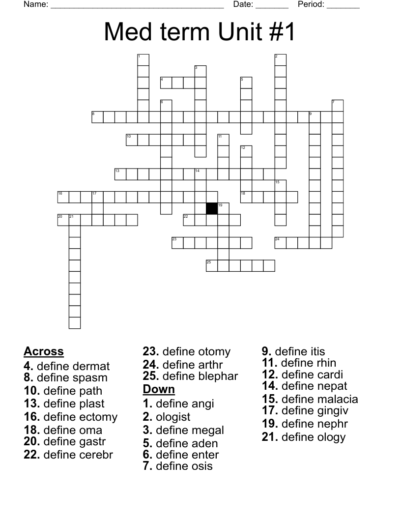 Med term Unit #1 Crossword