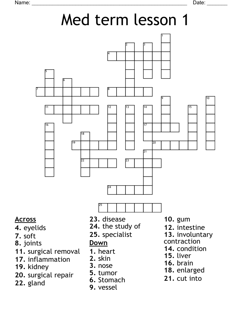 Med term lesson 1 Crossword
