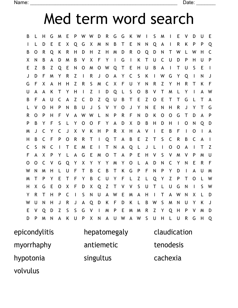 Med term word search 