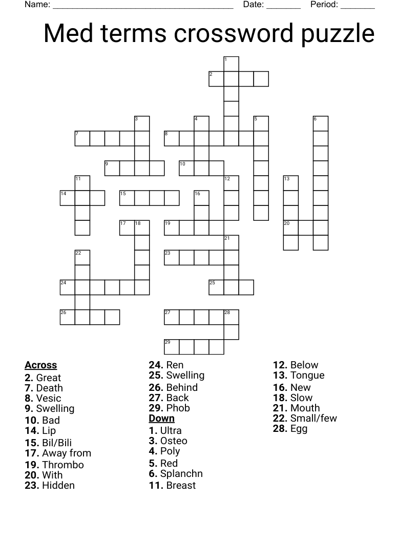 Med terms crossword puzzle