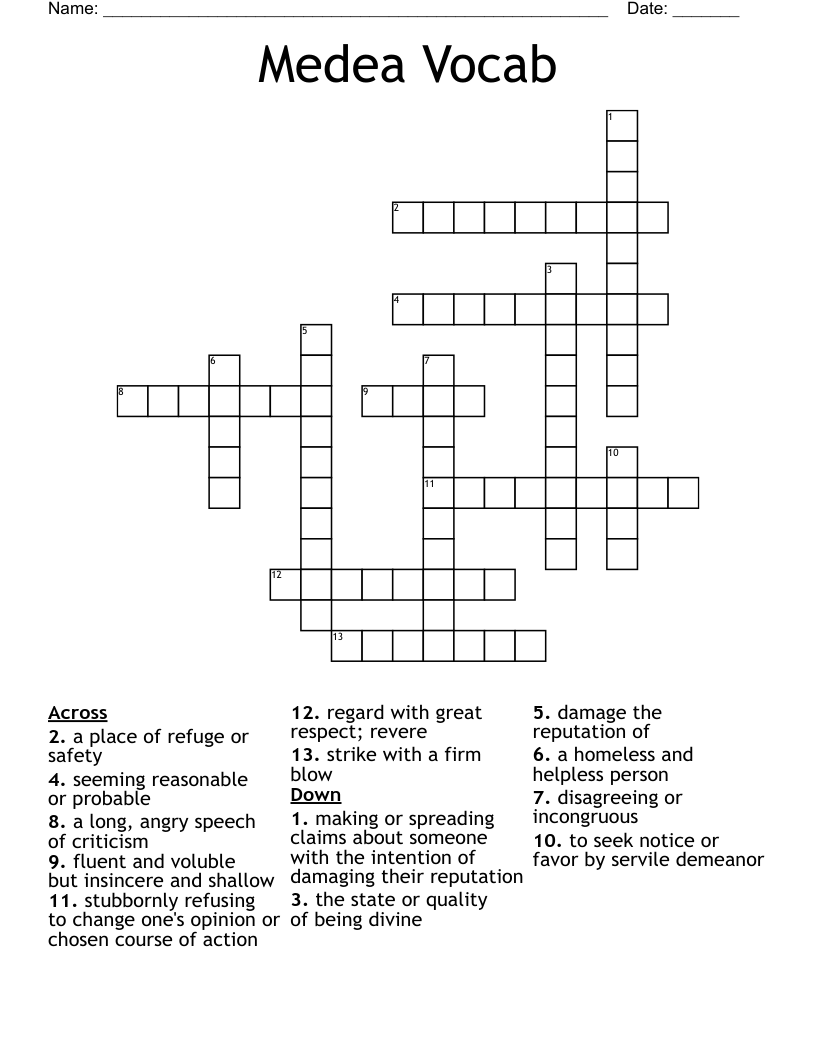 Medea Vocab Crossword