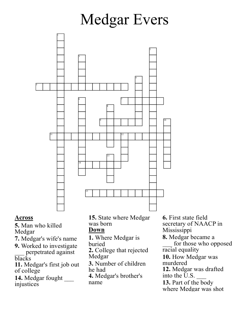 Medgar Evers Crossword