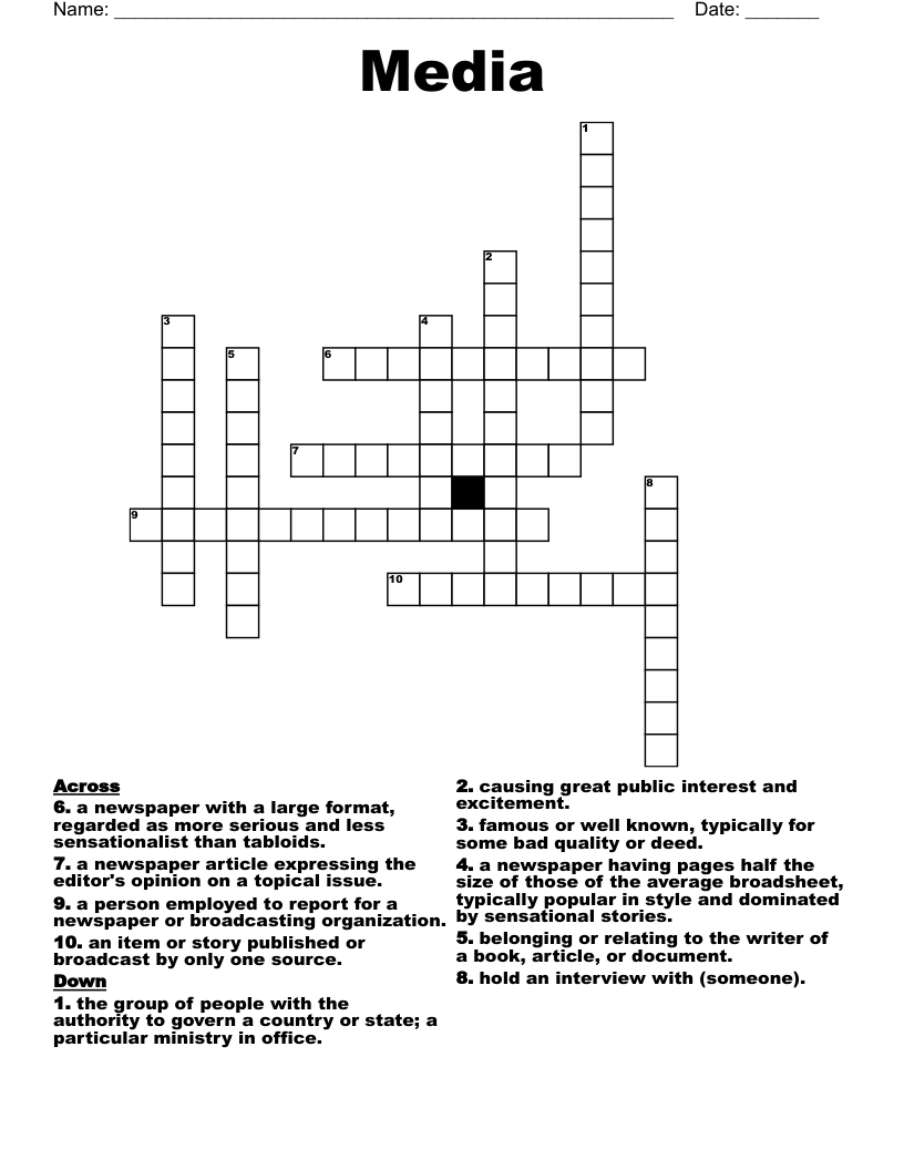 Media Crossword