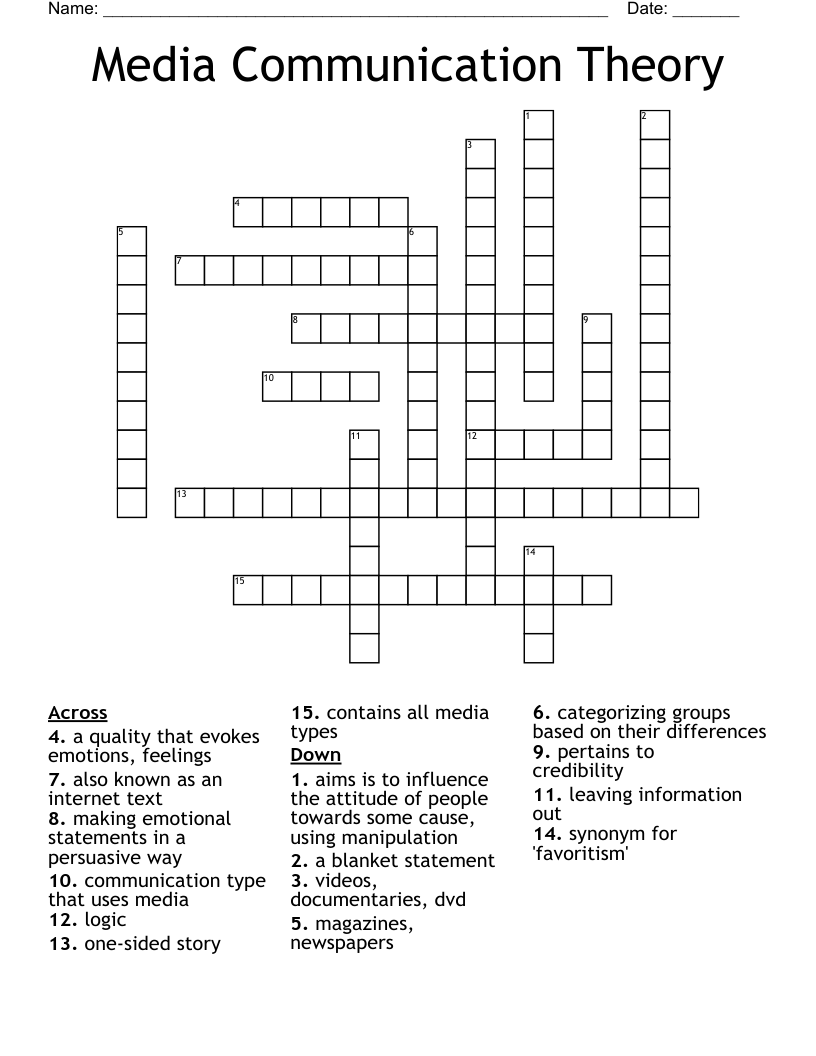 Media Communication Theory  Crossword