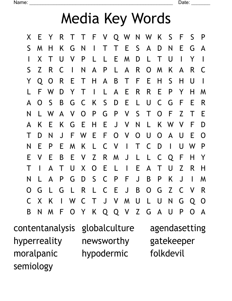 Media Key Words Word Search