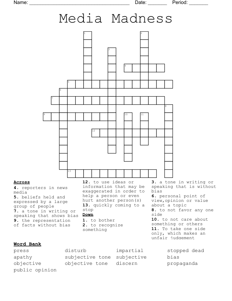 Media Madness Crossword