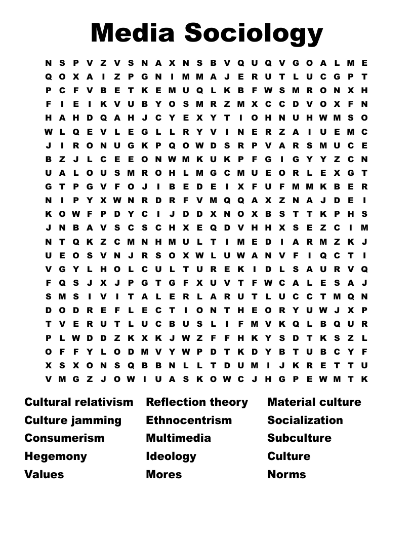 Media Sociology Word Search