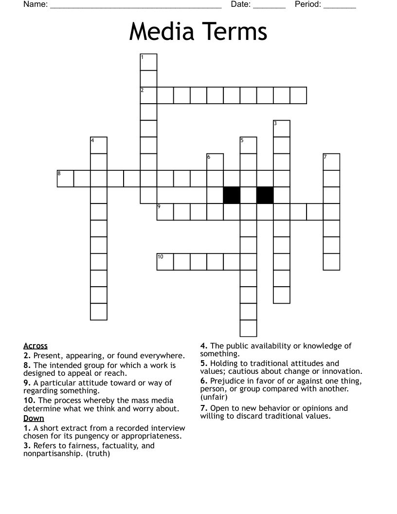Media Terms Crossword