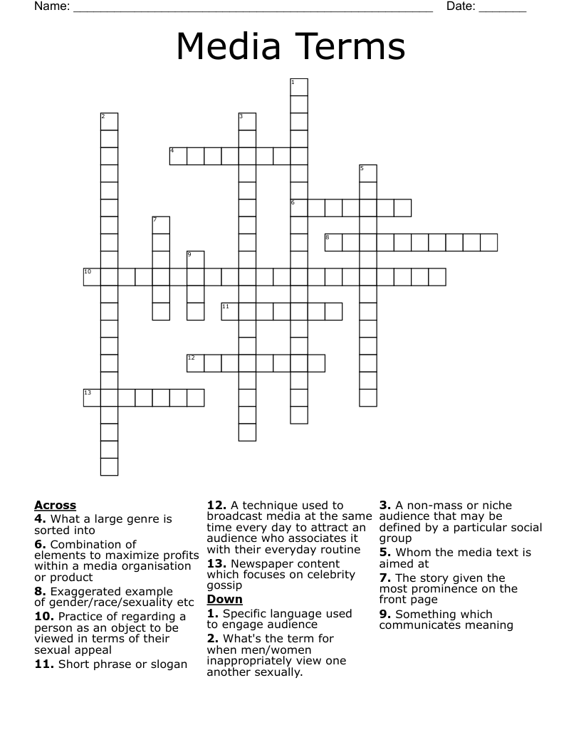 Media Terms Crossword