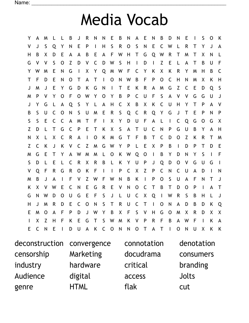 Media Vocab Word Search