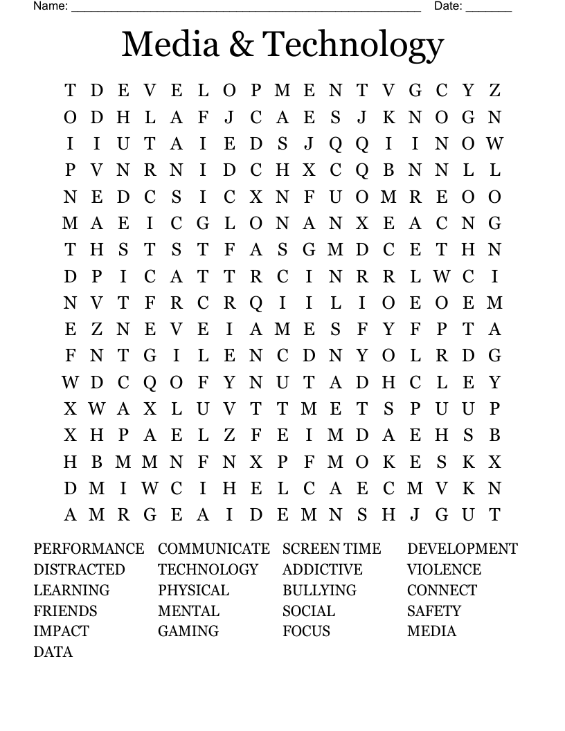 Media & Technology Word Search