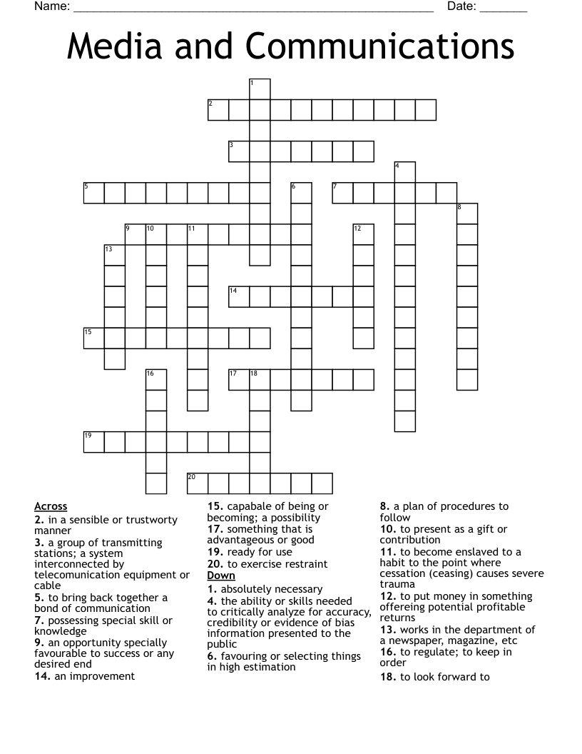 Media and Communications Crossword