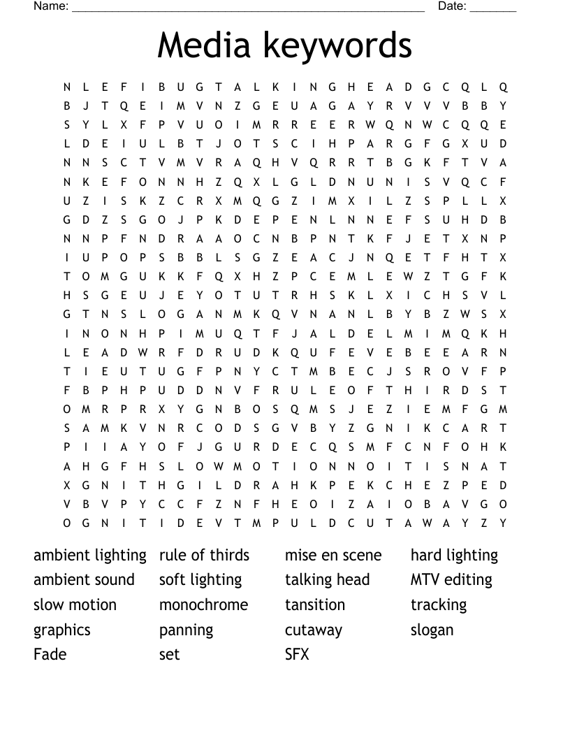 Media keywords Word Search